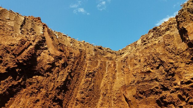 Foto vista a basso angolo della montagna contro un cielo limpido