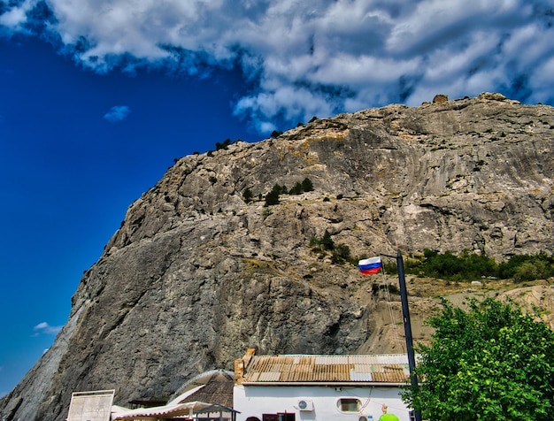 Low angle view of mountain against sky