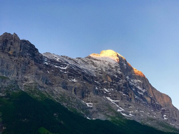 Low angle view of mountains against clear sky