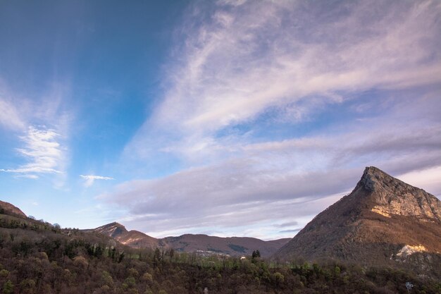 Low angle view of mountains against sky