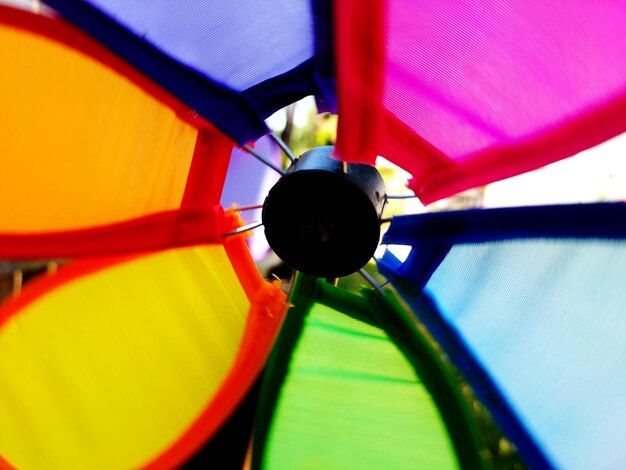 Low angle view of multi colored umbrella