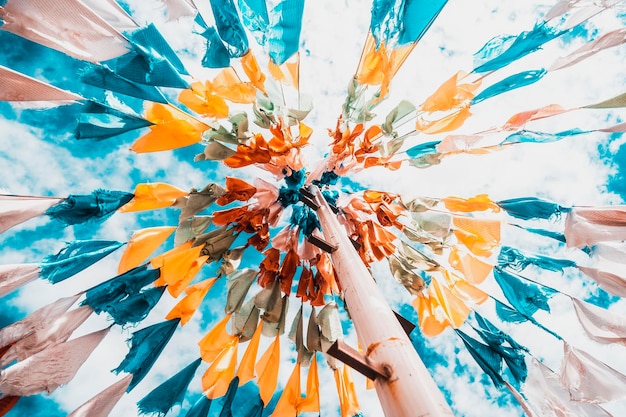 Low angle view of multi colored umbrella