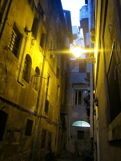 Low angle view of narrow street