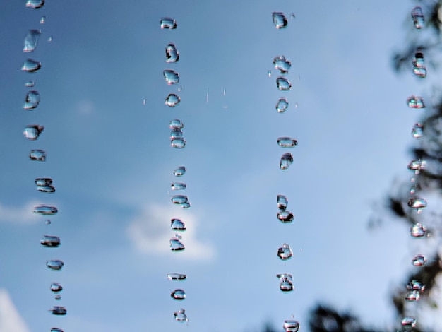 写真 青い空に照らされた泡の低角度の視点