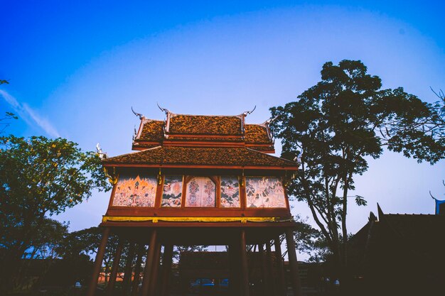 写真 空に照らされた建物の低角度の景色