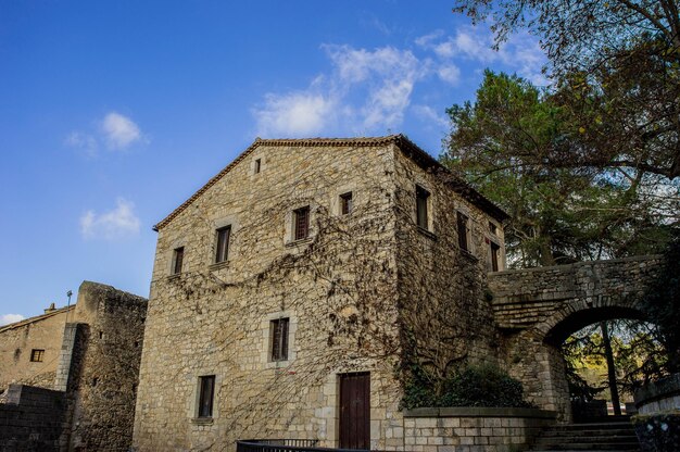 Low angle view of old building against sky