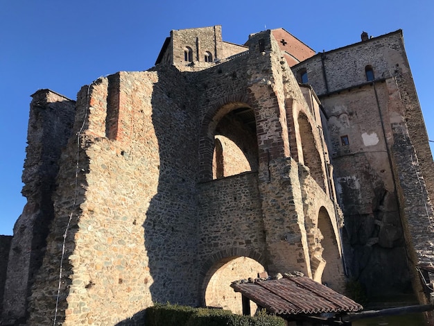 Low angle view of old building against sky