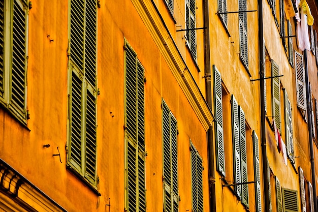 Low angle view of old yellow building in nice france