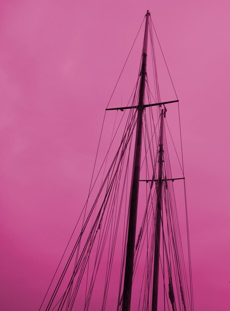 Foto vista a basso angolo di un ombrello rosa contro il cielo durante il tramonto