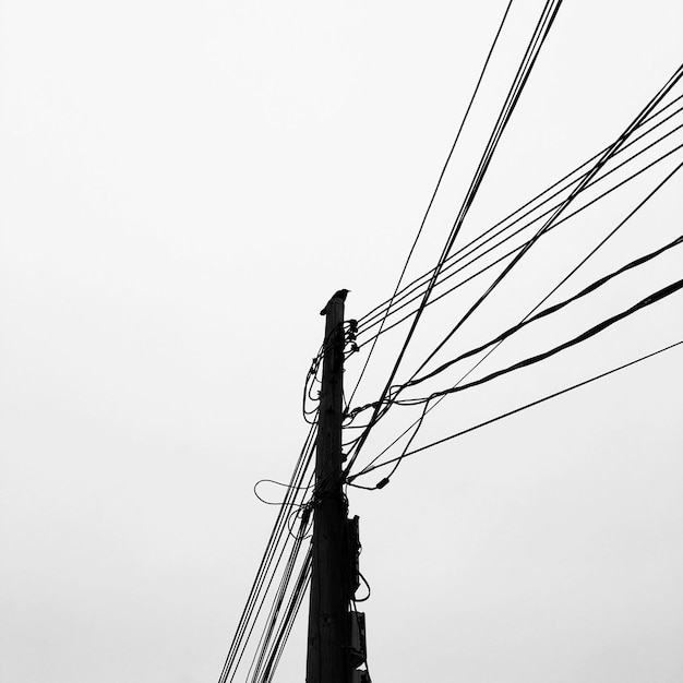 Low angle view of power lines against clear sky