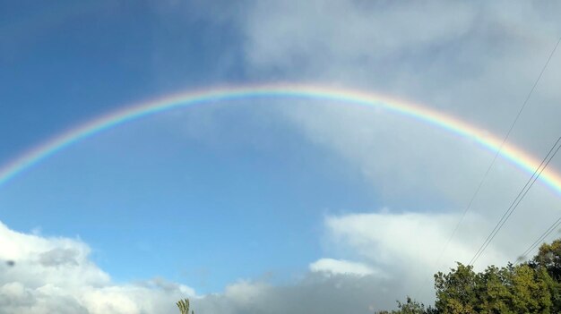 Low angle view of rainbow against sky