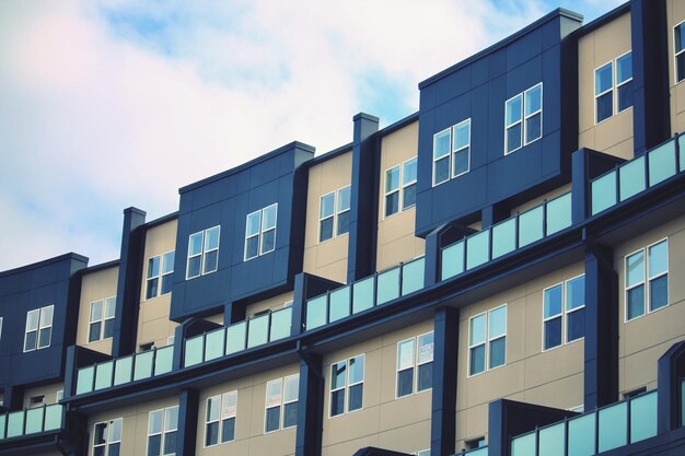 Low angle view of residential building against sky