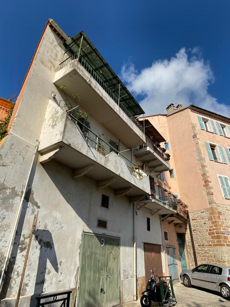 Low angle view of residential building against sky