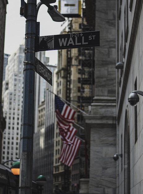 Low angle view of road sign against buildings in city