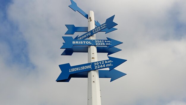 Photo low angle view of road sign against sky