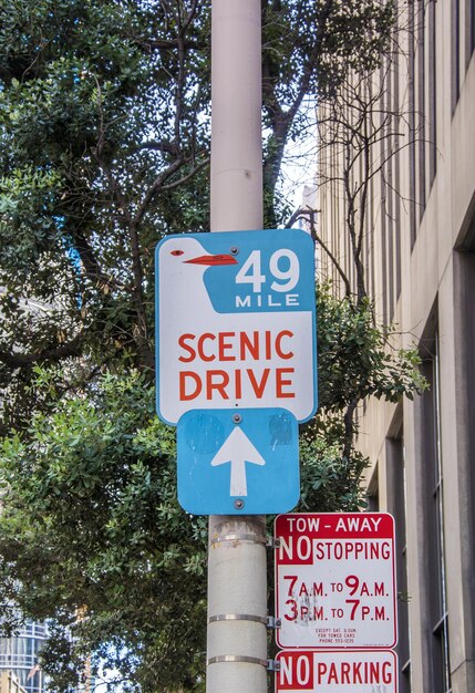 Photo low angle view of road sign against trees