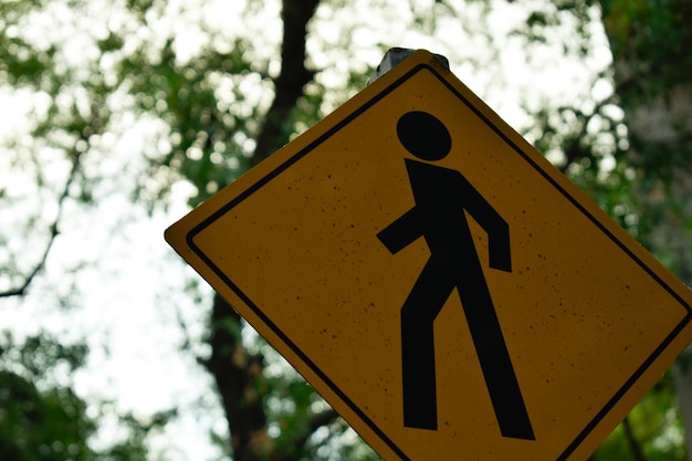 Photo low angle view of road sign against trees