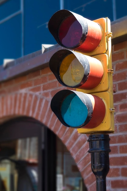 Photo low angle view of road signal