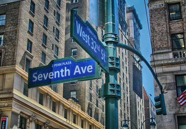 Low angle view of road signs against buildings in city