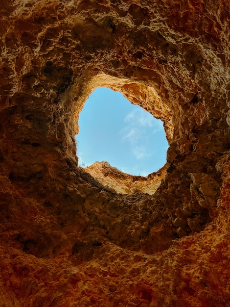 Low angle view of rock formation