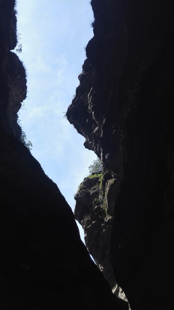 Low angle view of rock formation