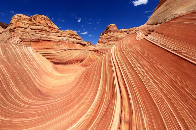 Low angle view of rock formations in desert