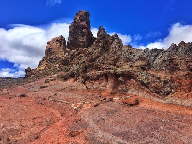 Low angle view of rock formations in desert