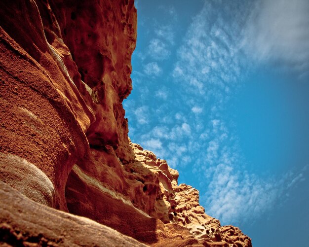 Low angle view of rock formations