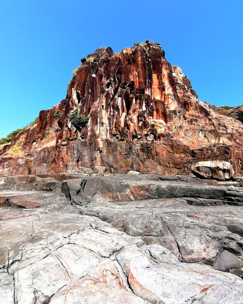 Low angle view of rock formations