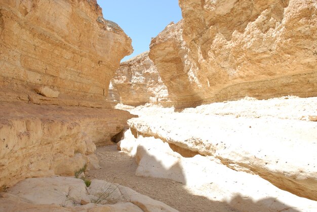 Low angle view of rock formations