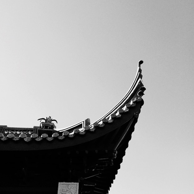 Low angle view of roof against clear sky