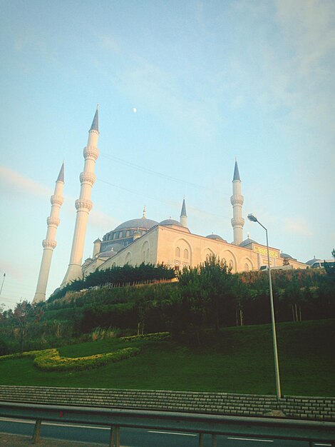 Low angle view of sehzade mosque against clear sky