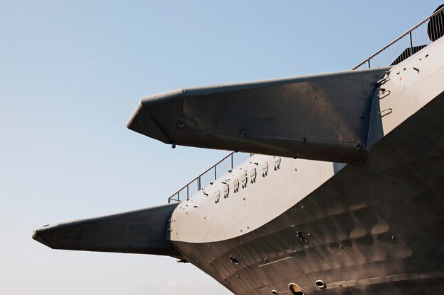 Low angle view of ship against clear sky