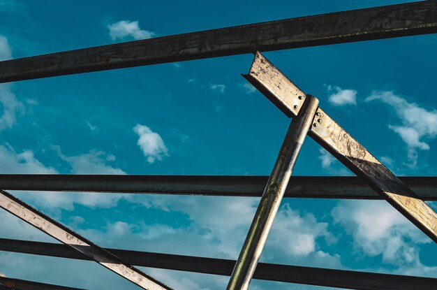 Low angle view of sign against sky