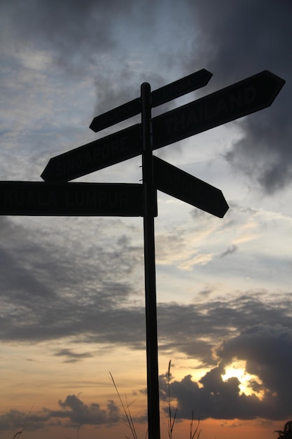 Low angle view of silhouette cross against sky during sunset