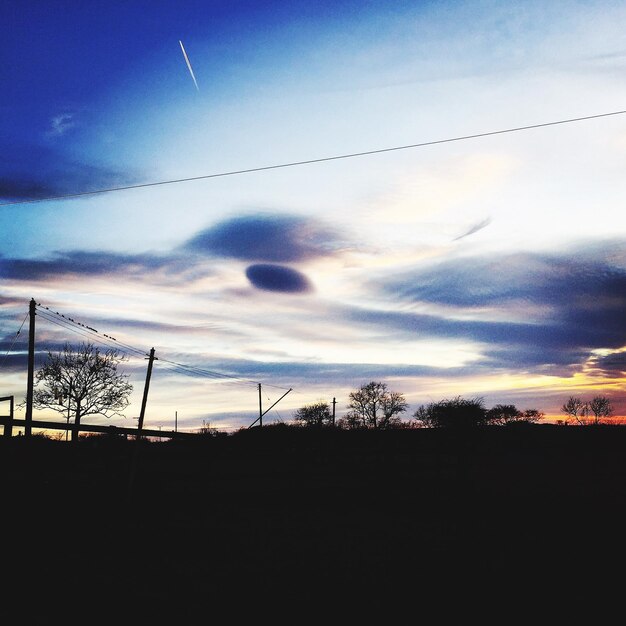 Low angle view of silhouette trees against sky at sunset