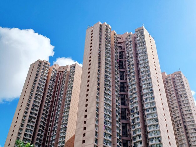 Low angle view of skyscrapers against clear sky