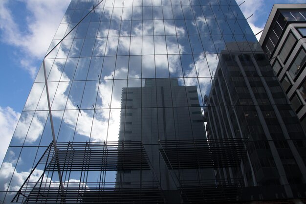 Low angle view of skyscrapers against sky