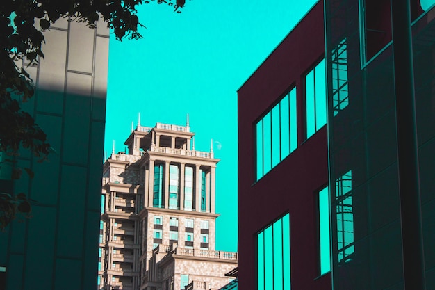 Low angle view of skyscrapers against sky