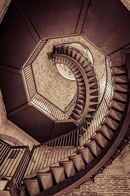 Low angle view of spiral stairs