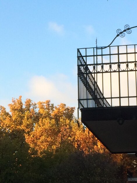 Low angle view of staircase against sky