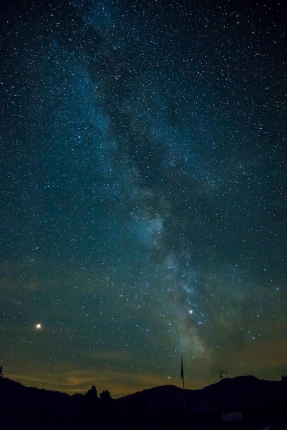 夜の星のフィールドの低角度のビュー