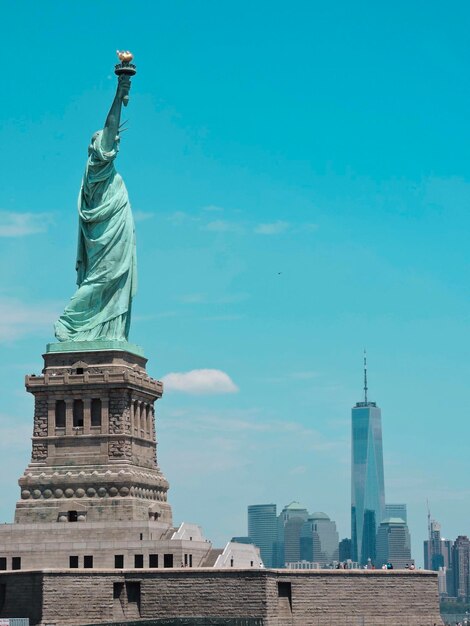 Low angle view of statue against clear sky