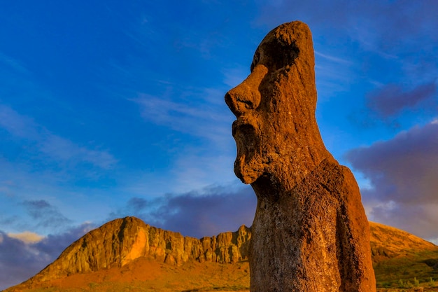 Low angle view of statue against cloudy sky