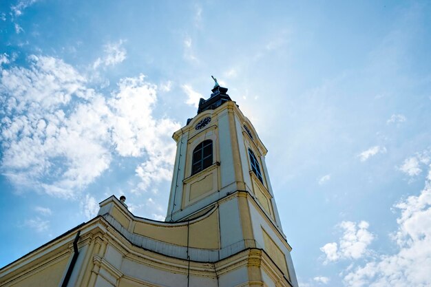 Low angle view of statue against sky