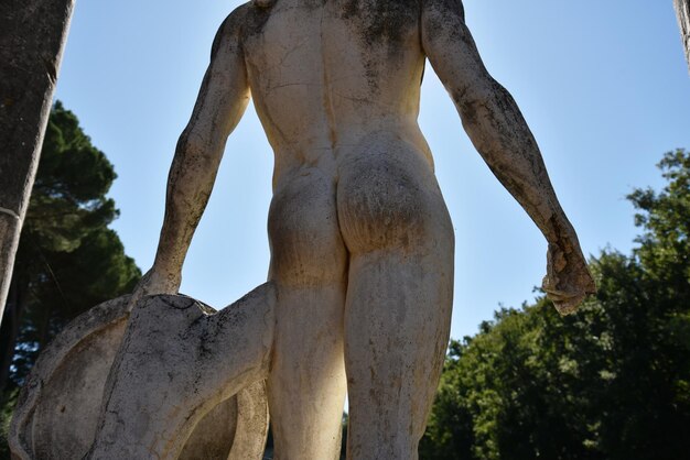 Low angle view of statue against sky