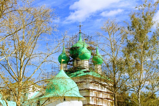 Low angle view of statue against sky