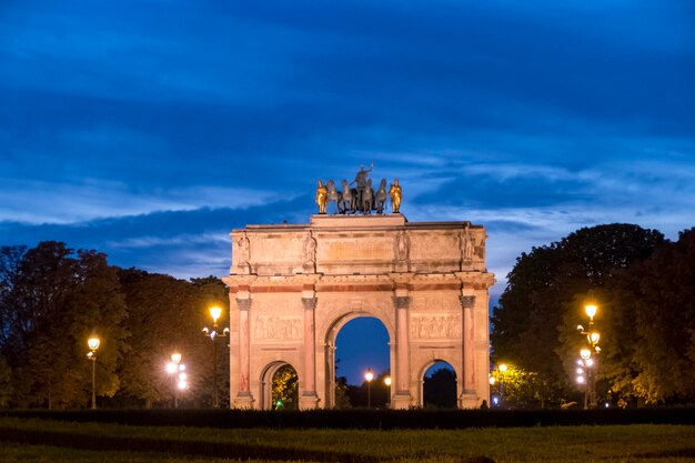 Low angle view of statue at night