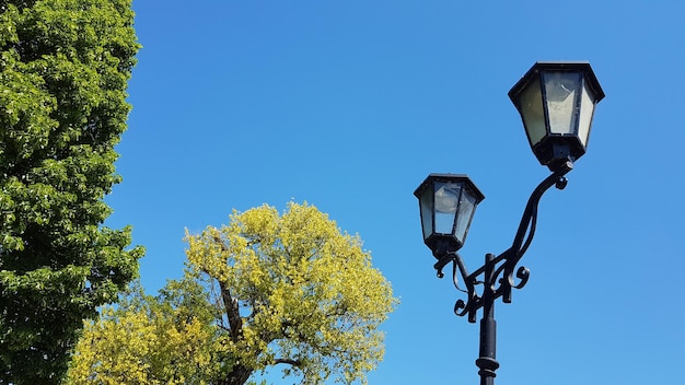 Low angle view of street light against sky