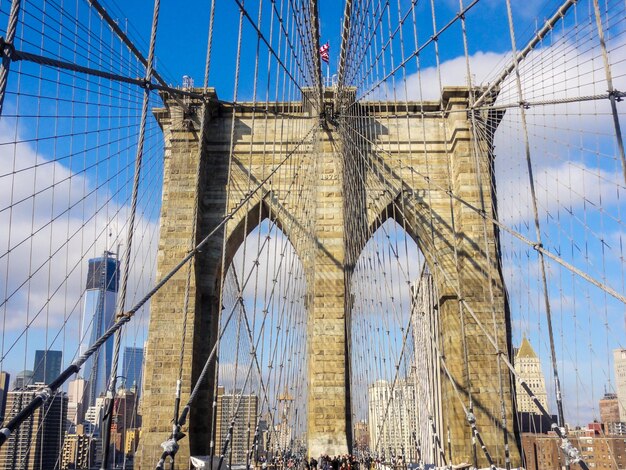 Low angle view of suspension bridge